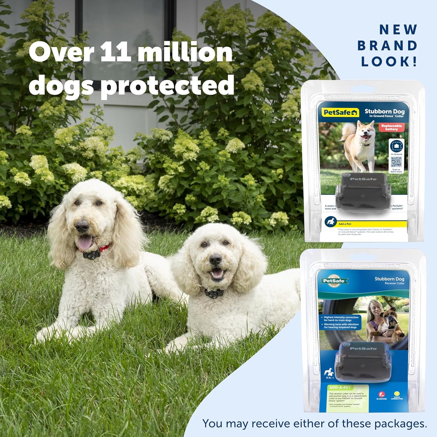 Stubborn Dog In-Ground Fence Reciever Collar - Waterproof & Battery-Operated Adjustable Invisible Boundary Training Collar - for Dogs Older than 6 Months Weighing 8Lb+