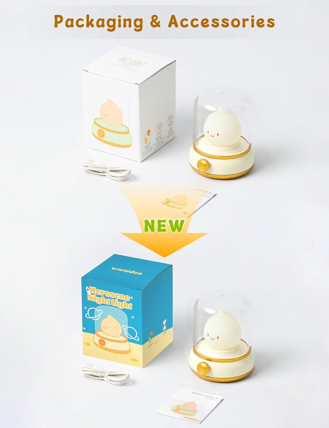 Cute Ghost Campfire Lamp, Halloween Decor,Kids Night Light,Adjustable Dimmable Rechargeable Night Light for Kids, Girls, Boys Gifts,Halloween,Christmas Decorations