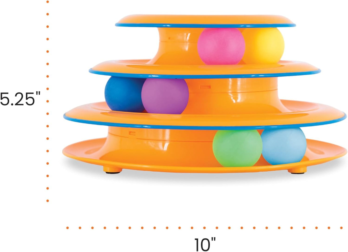 Tower of Tracks – 3-Level Interactive Cat Toy with 6 Spinning Balls, Non-Slip Base, Ideal for Indoor Cats, Orange