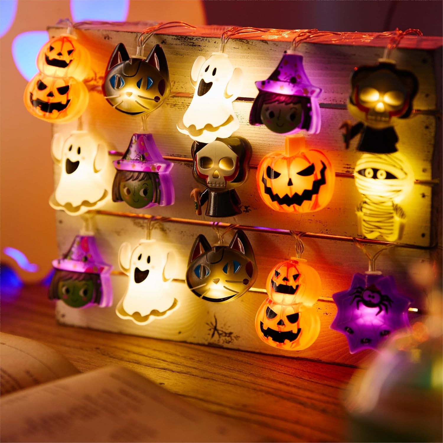 Halloween String Lights Decorations, 9.8FT 20 LED Halloween Fairy Lights, Battery Operated (Not Included) with Timer Function and 8 Flashing Modes, Cute Booday Lights 2025 Home Indoor Decor