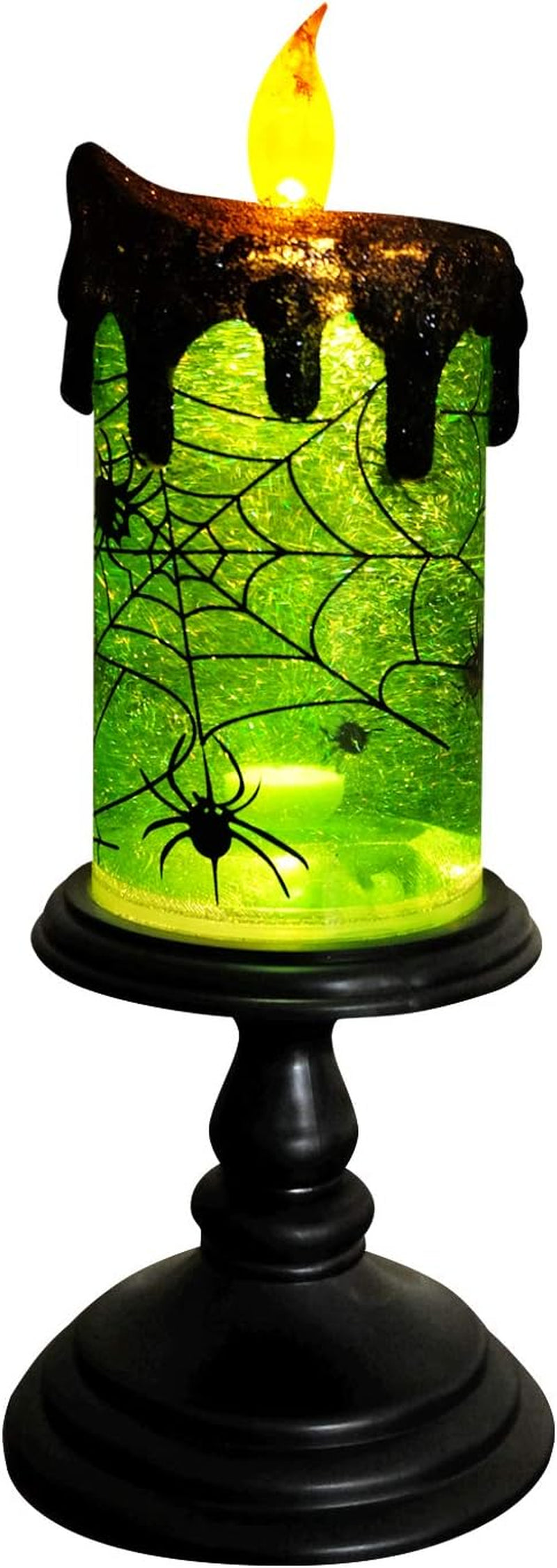 Halloween Snow Globe Candles Lighted Lamp, Battery Operated Spooky Spinning Water Glittering Tornado Candle Flameless Candles Table Centerpiece for Halloween Decoration Indoor(Spider)