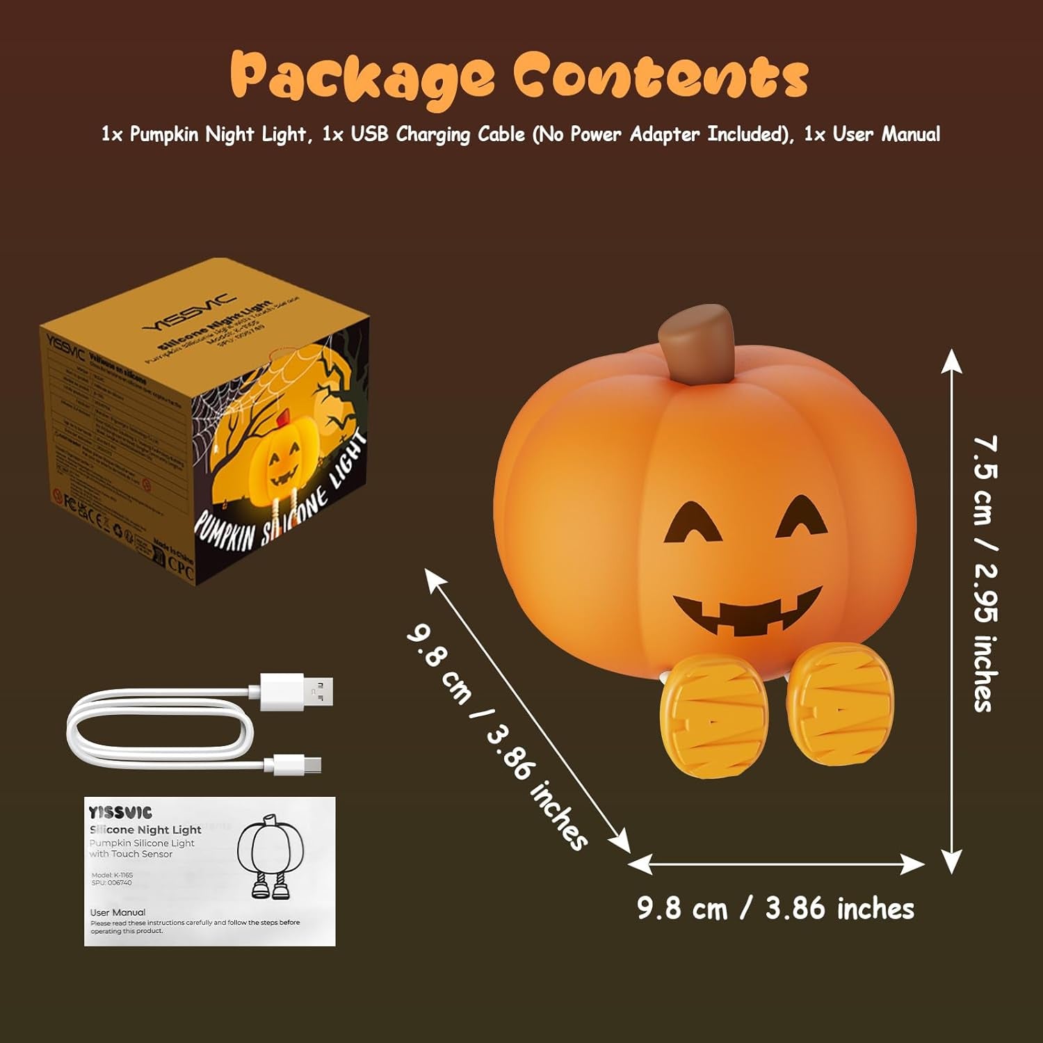 Cute Pumpkin Night Light Rechargeable Halloween Decor Pumpkin Lamp, Squishy Silicone 3-Level Dimmable Brightness Touch Control 30-Minute Timer, for Kids Family Bedroom Fall Decorations