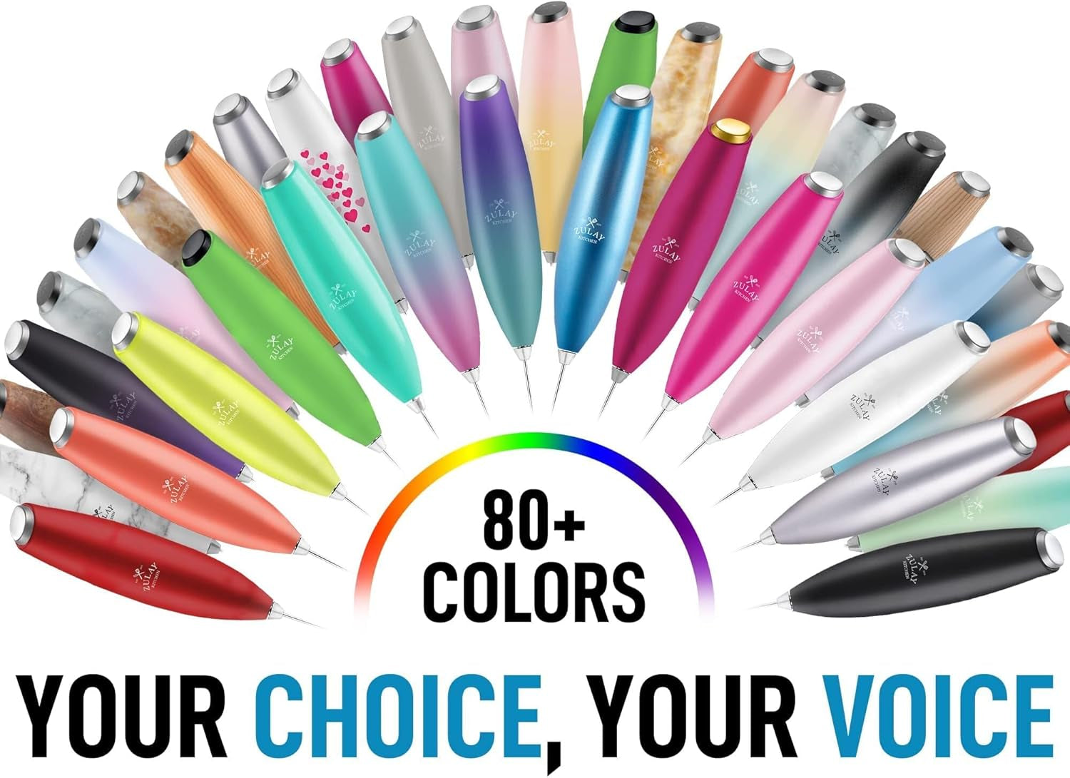 Powerful Milk Frother Wand with 2 Duracell Batteries - Ultra Fast Handheld Drink Mixer - Electric Whisk Foam Maker for Coffee, Lattes, Cappuccino, Matcha, Hot Chocolate & Creamer - Black