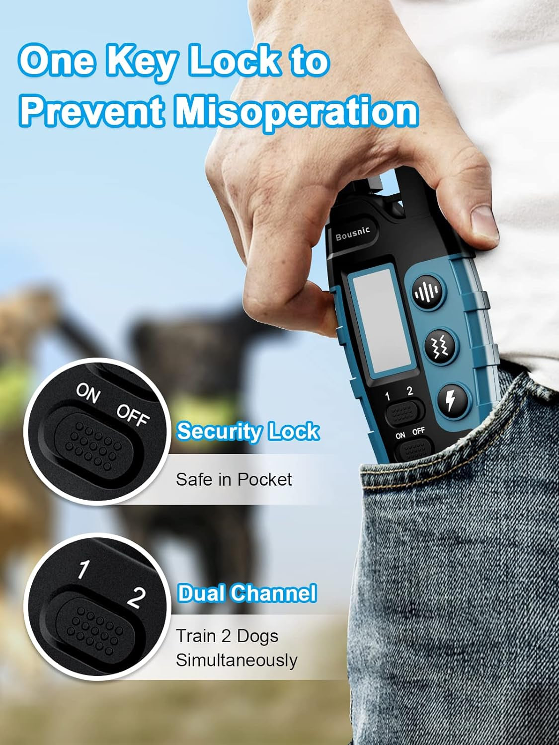 Dog Shock Collar 2 Dogs (5-120Lbs) - 3300 Ft Waterproof Training Collar for Dogs Large Medium Small with Rechargeable Remote, Beep (1-8) Vibration (1-16) and Humane Shock (1-99) Modes