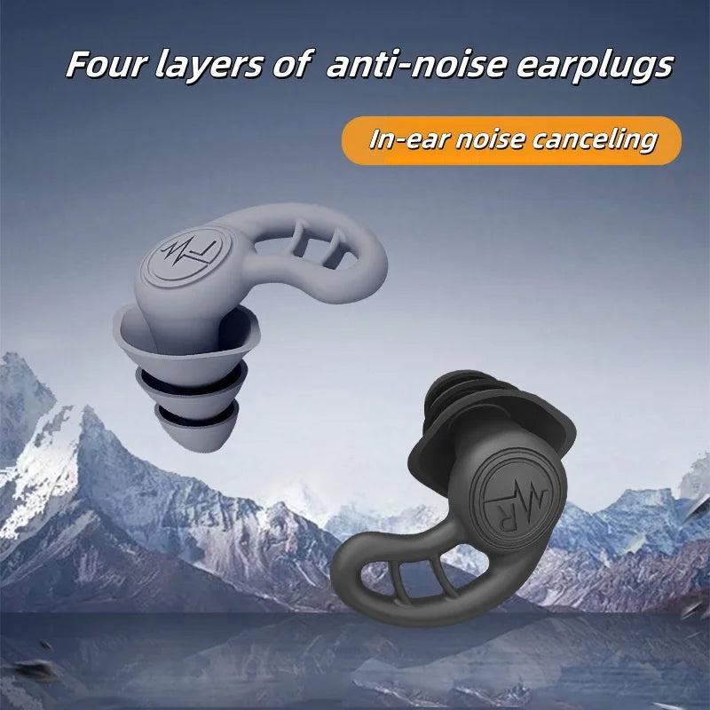 4 Layer Motorcycle Riding anti Noise Silicone Earplugs Waterproof Swimming Earplugs for Sleeping Diving Surf Soft Ear Protector