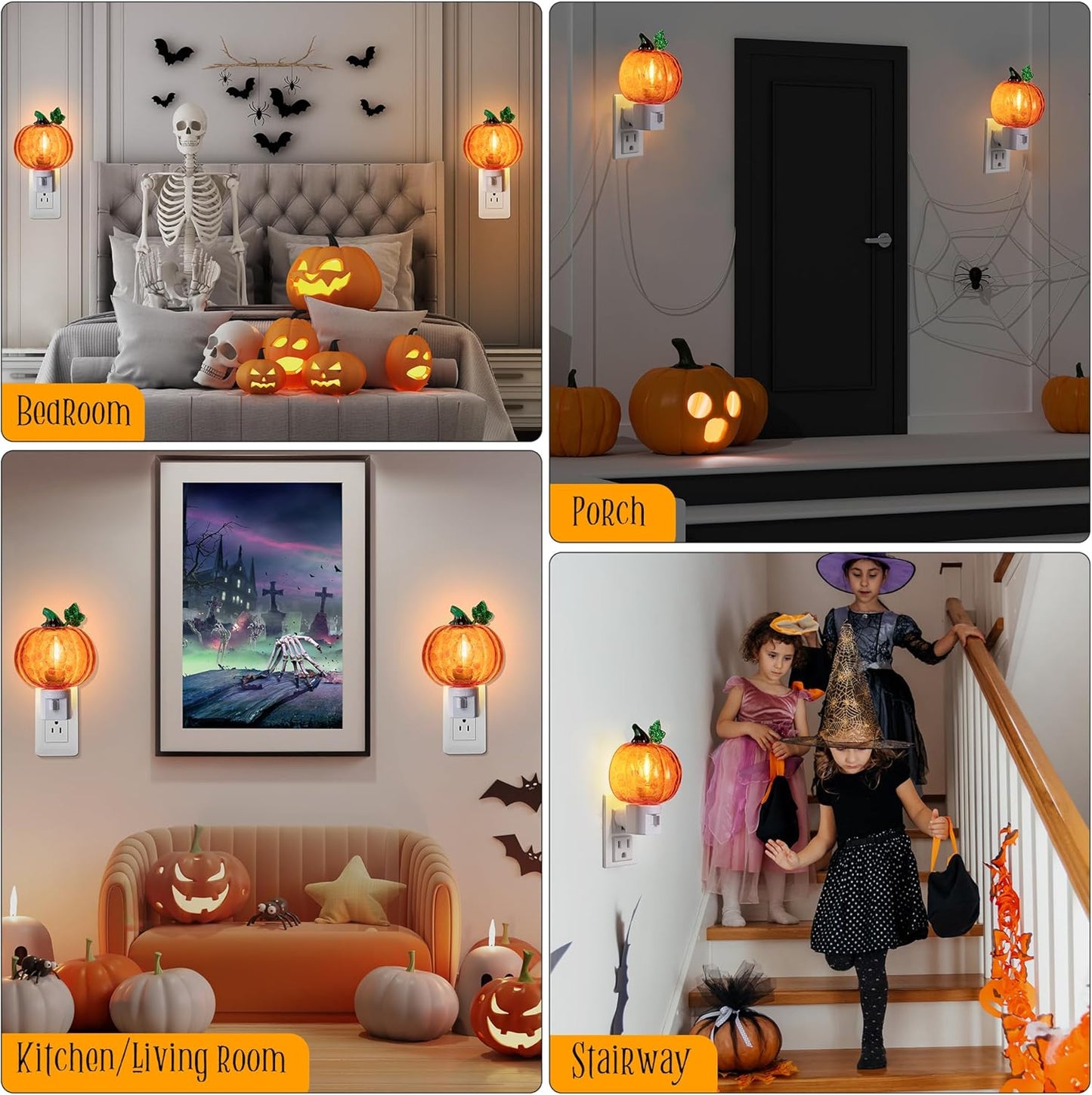 Halloween Pumpkin Bubble Night Light Plug into Wall, Bright Orange Pumpkin Fall Seasonal Light Powered by C7 LED Bulb Decoration for Home Bedroom Bathroom Kitchen Hallway(Classic Style)