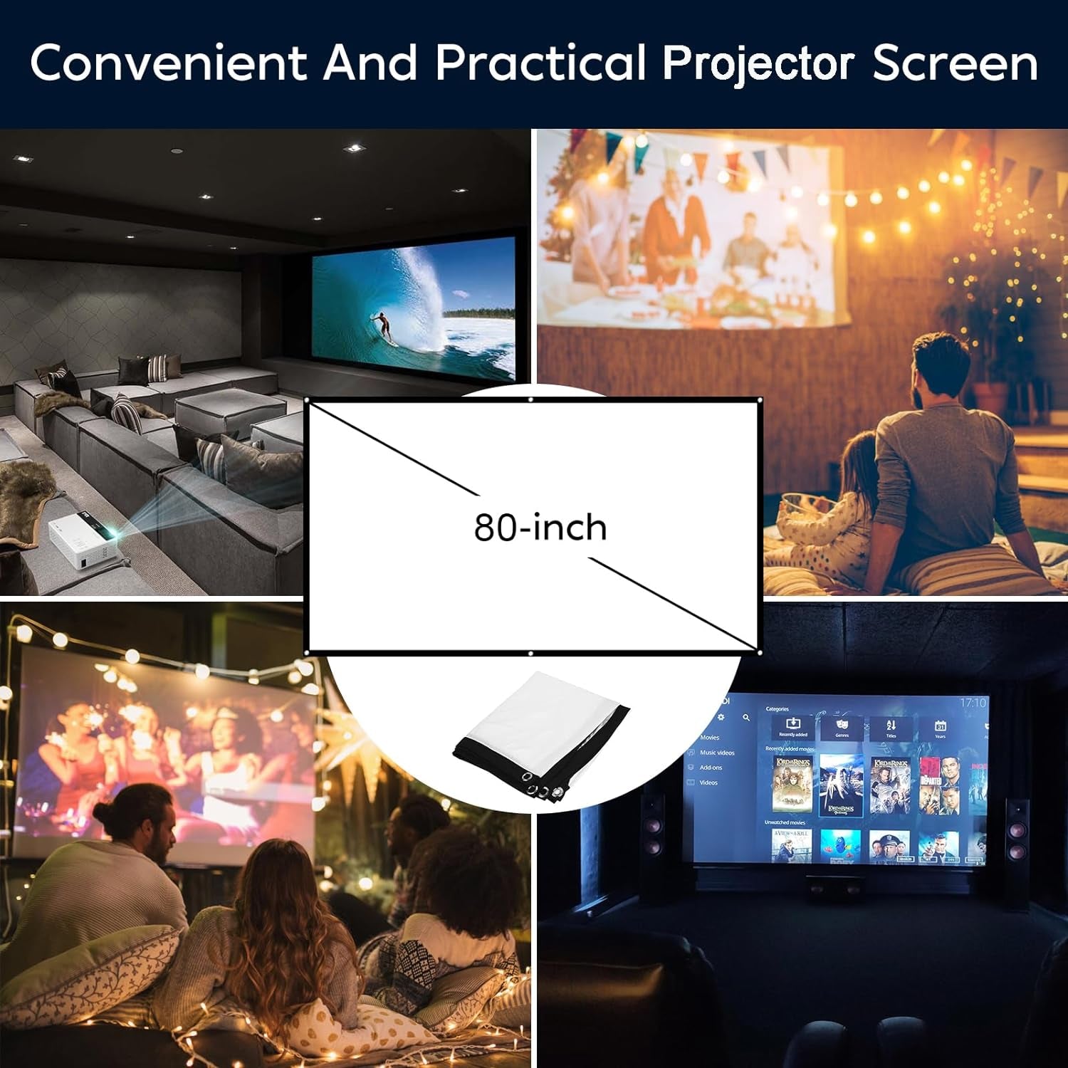 1080P Full HD Portable Mini Projector, Upgraded Bluetooth Movie Projector with Screen, Compatible with TV Stick Smartphone/Hdmi/Usb, Indoor & Outdoor Use
