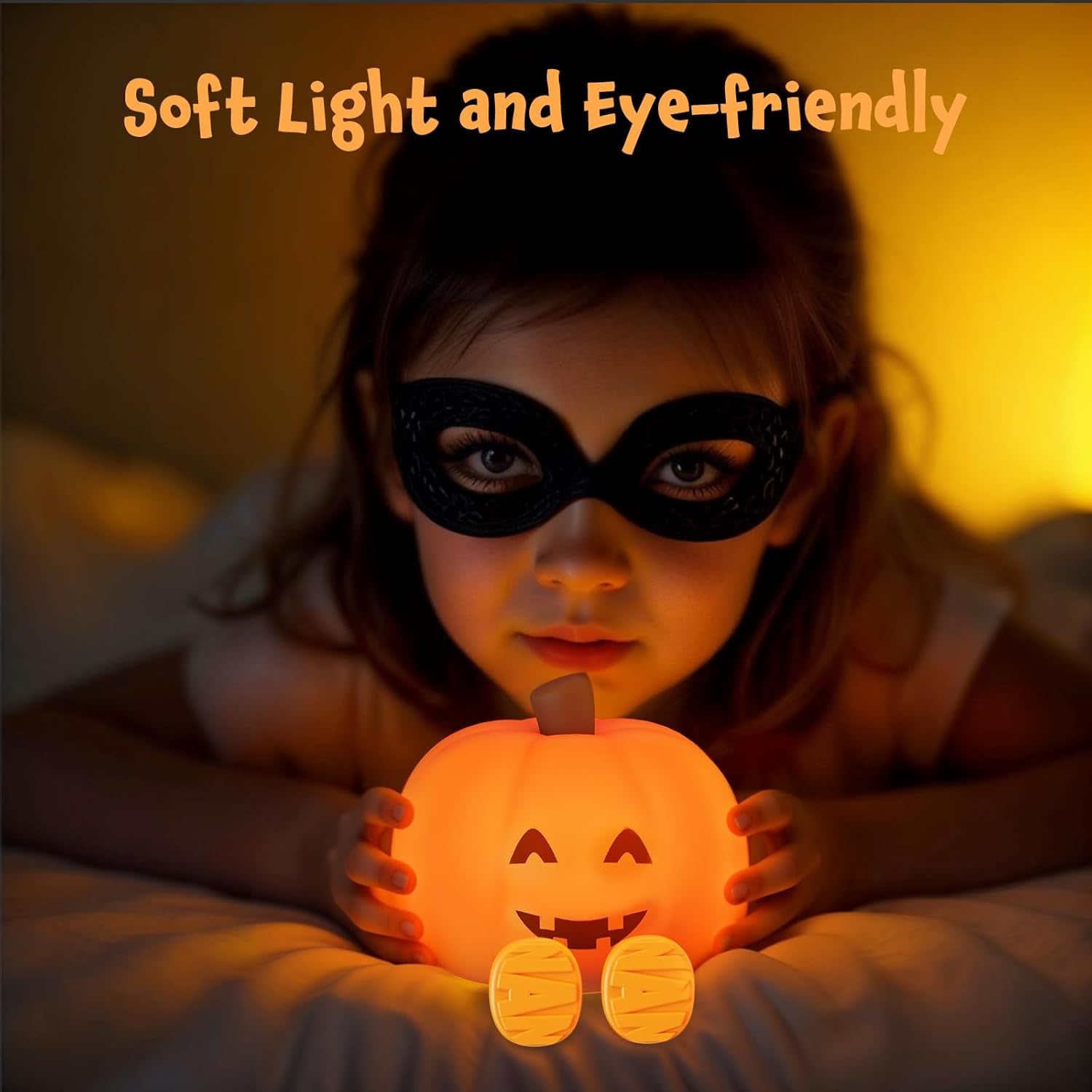 Cute Pumpkin Night Light Rechargeable Halloween Decor Pumpkin Lamp, Squishy Silicone 3-Level Dimmable Brightness Touch Control 30-Minute Timer, for Kids Family Bedroom Fall Decorations