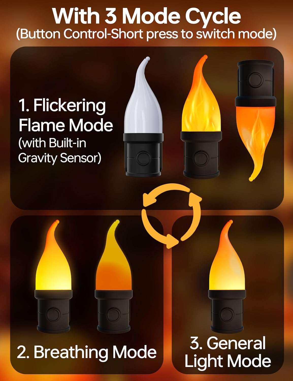 Flickering Flame Night Light Plug in 2 Pack, Halloween Night Lights Plug into Wall, with Dusk to Dawn Sensor, 3 Modes, Home Decor, Flameless Candle Nightlight for Decorative Halloween Bedroom