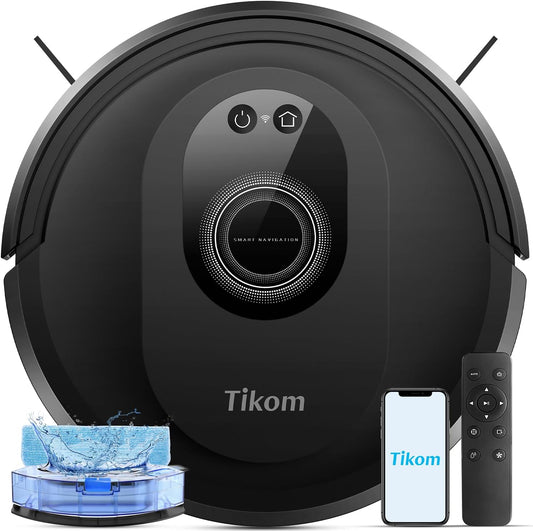 Robot Vacuum and Mop Combo, 5000Pa Suction Robotic Vacuum Cleaner with 150 Min Runtime, App and Remote Control, Self-Charging, Ideal for Hard Floors, Carpets, and Pet Hair (G8000 Max)
