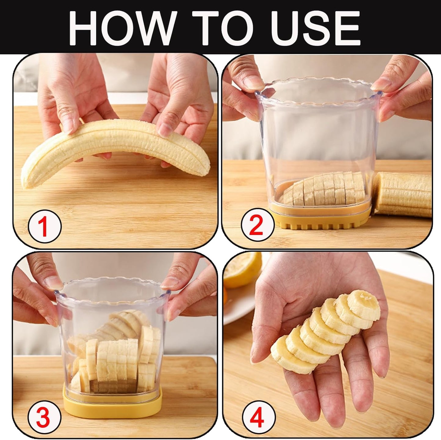  Strawberry Slicer with Stainless Steel Blades, Egg and Fruit Cutter Cup for Banana, Cucumber, Mushroom, Durable ABS Detachable Kitchen Gadget (Black, 1-Pack)