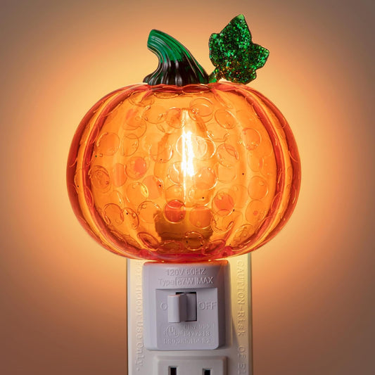 Halloween Pumpkin Bubble Night Light Plug into Wall, Bright Orange Pumpkin Fall Seasonal Light Powered by C7 LED Bulb Decoration for Home Bedroom Bathroom Kitchen Hallway(Classic Style)