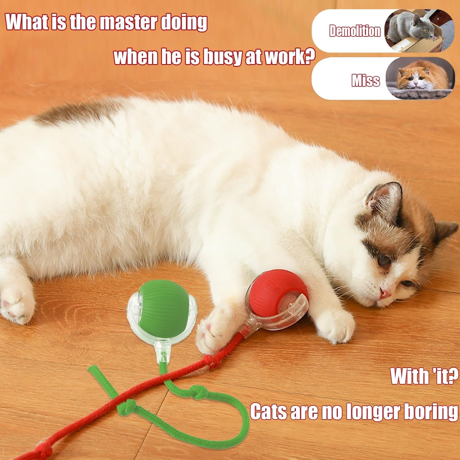 2025 New Interactive Dog Cat Toys Balls,Interactive Rolling Ball Cat Toy, 360° Smart Automatic Rolling Pet Ball, Fast Moving Toy for Dog and Cat(Red)