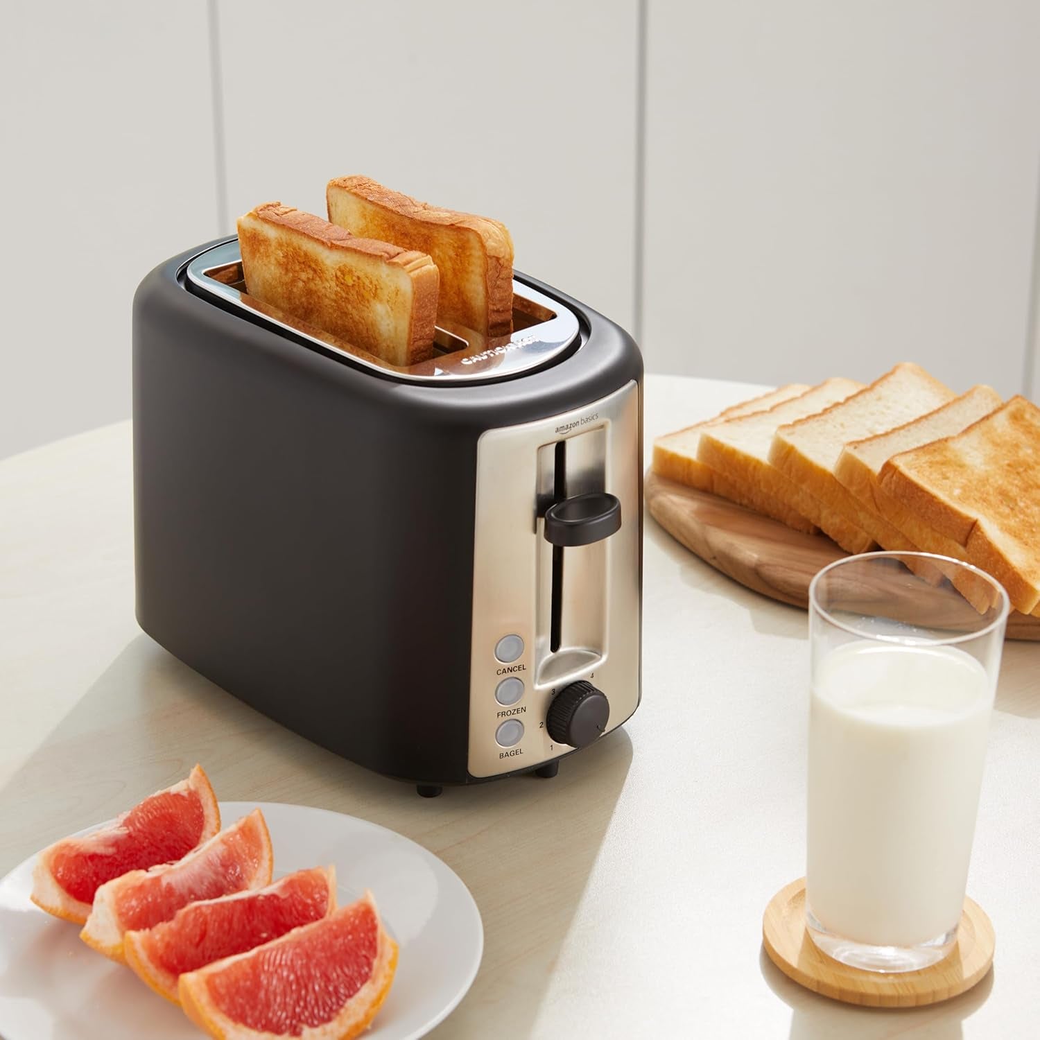 2 Slice Toaster, with 6 Browning Settings, Extra Wide Slots for Bagels and Special Breads, Removable Easy-To-Clean Crumb Tray, Cancel/Defrost/Bagel Buttons, 900W, Black & Silver
