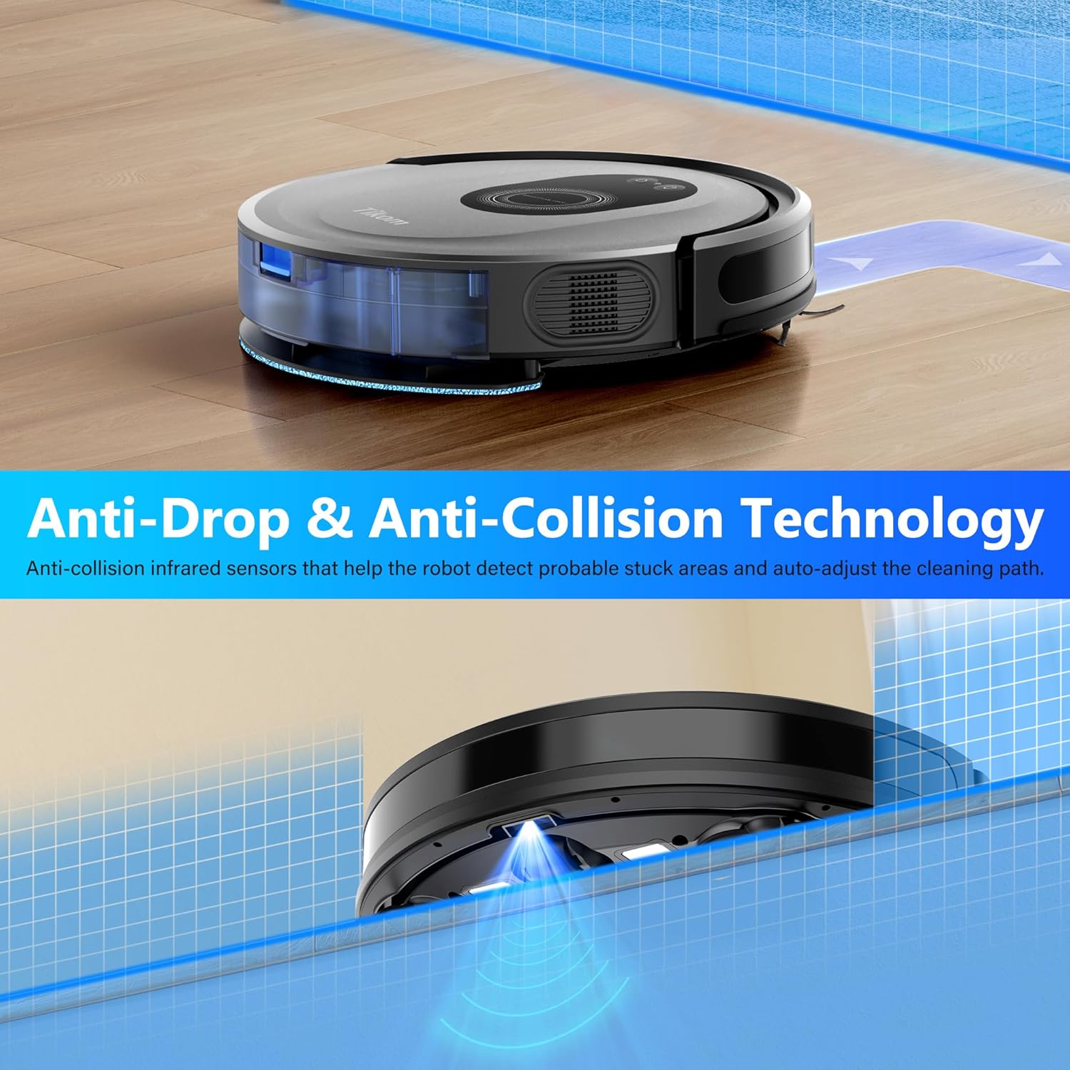 Robot Vacuum and Mop Combo, 5000Pa Suction Robotic Vacuum Cleaner with 150 Min Runtime, App and Remote Control, Self-Charging, Ideal for Hard Floors, Carpets, and Pet Hair (G8000 Max)
