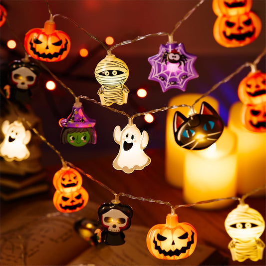 Halloween String Lights Decorations, 9.8FT 20 LED Halloween Fairy Lights, Battery Operated (Not Included) with Timer Function and 8 Flashing Modes, Cute Booday Lights 2025 Home Indoor Decor