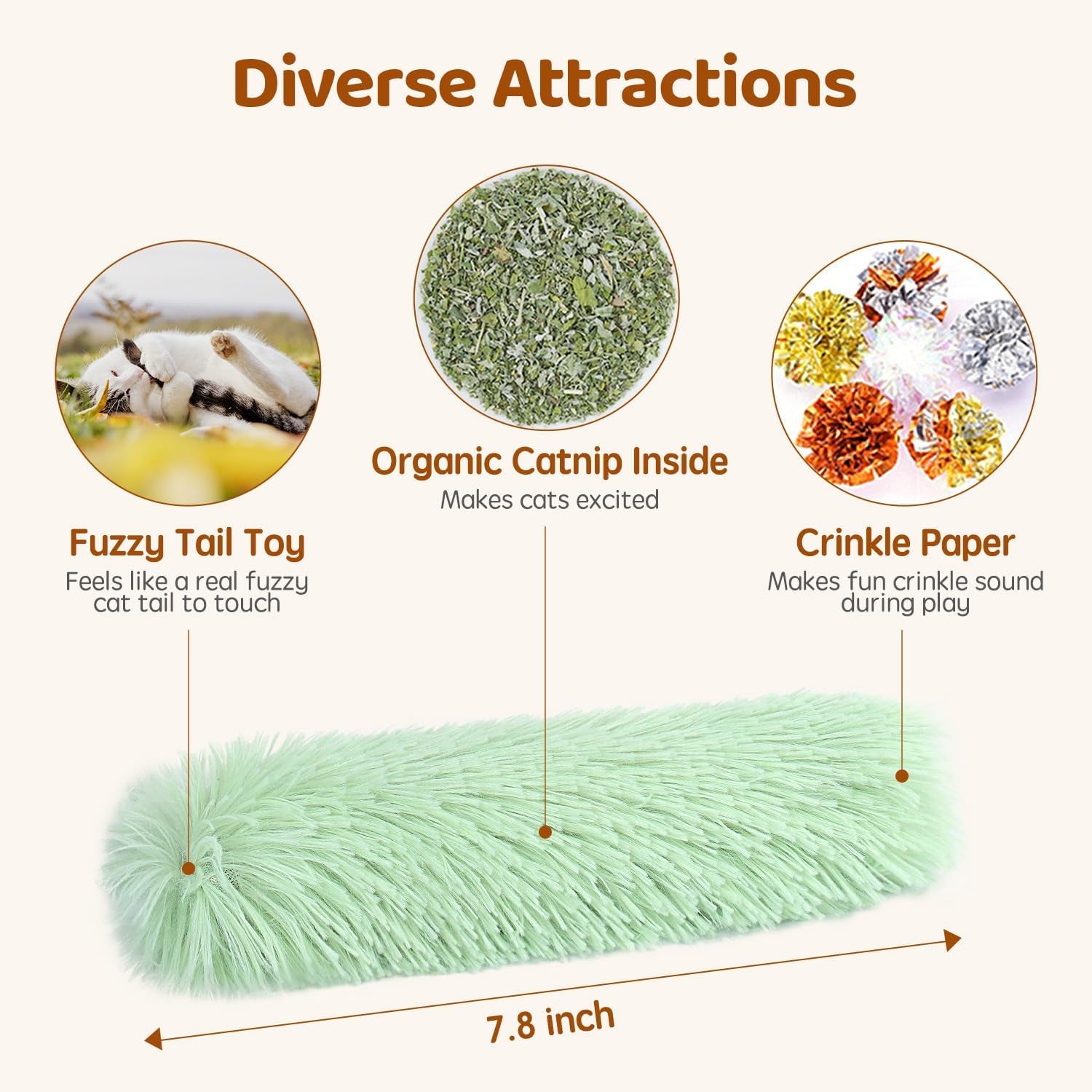 Cat Toys Pillows, 3 Pack, Soft and Durable Crinkle Sound with Catnip Inside, Interactive Indoor Kitten Kicker, Promotes Kitty Exercise