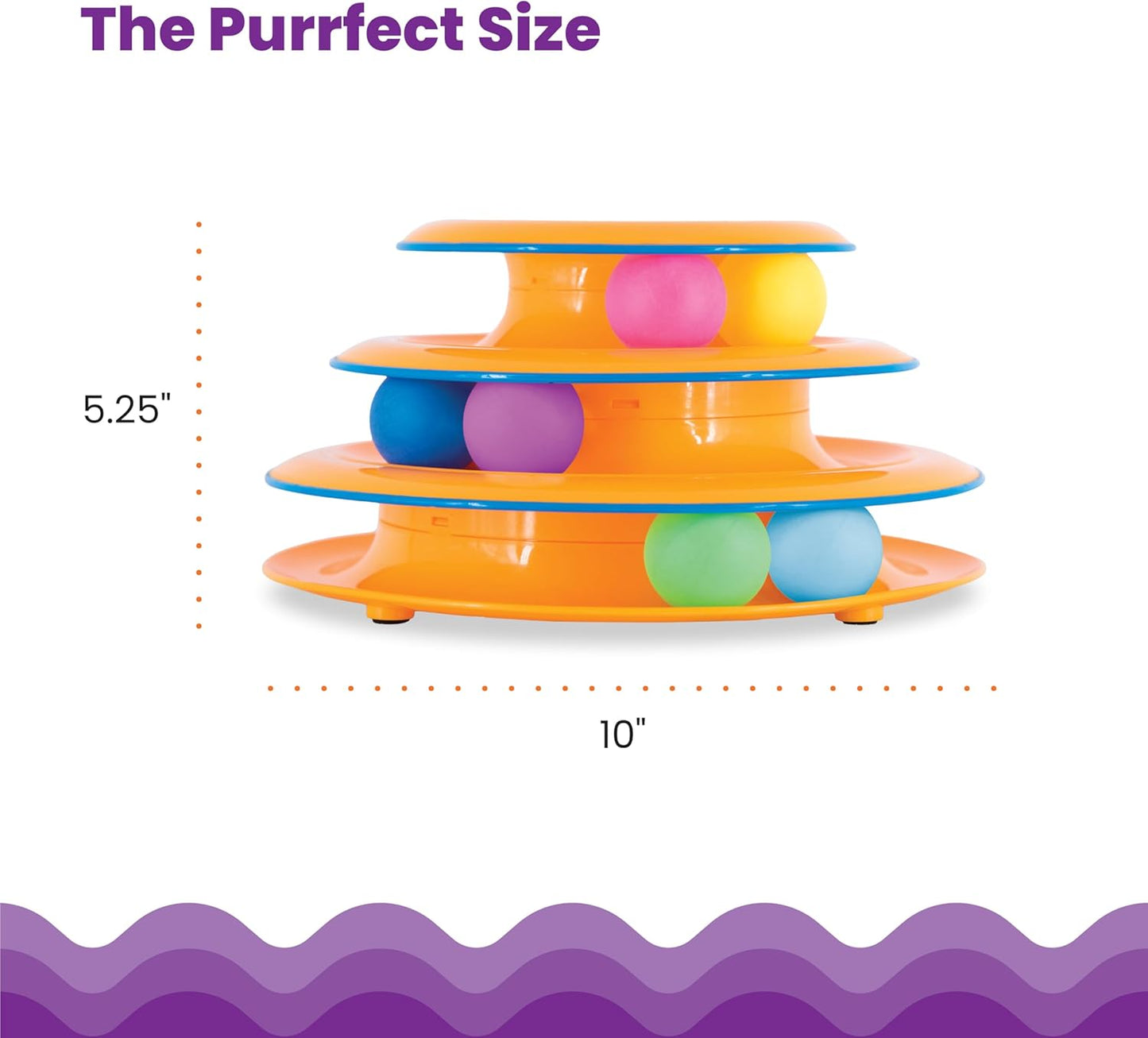 Tower of Tracks – 3-Level Interactive Cat Toy with 6 Spinning Balls, Non-Slip Base, Ideal for Indoor Cats, Orange