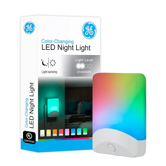 Color Changing LED Night Light for Kids, Dusk to Dawn Sensor, Home Decor Apartment Essentials, Wall Lights for Bedroom, Ambient Lighting, Nightlights Plug In, 1 Pack, 34693