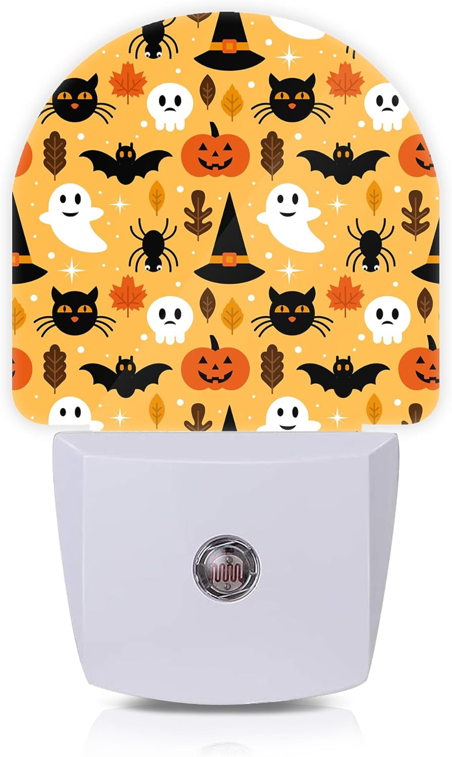 Halloween Ghost Skull Pumpkin Cat Night Lights Plug into Wall for Girls Boys Room,Night Light LED Lamp Dusk to Dawn Sensor round Lamp for Bedroom Bathroom Hallway Home Wall Decor