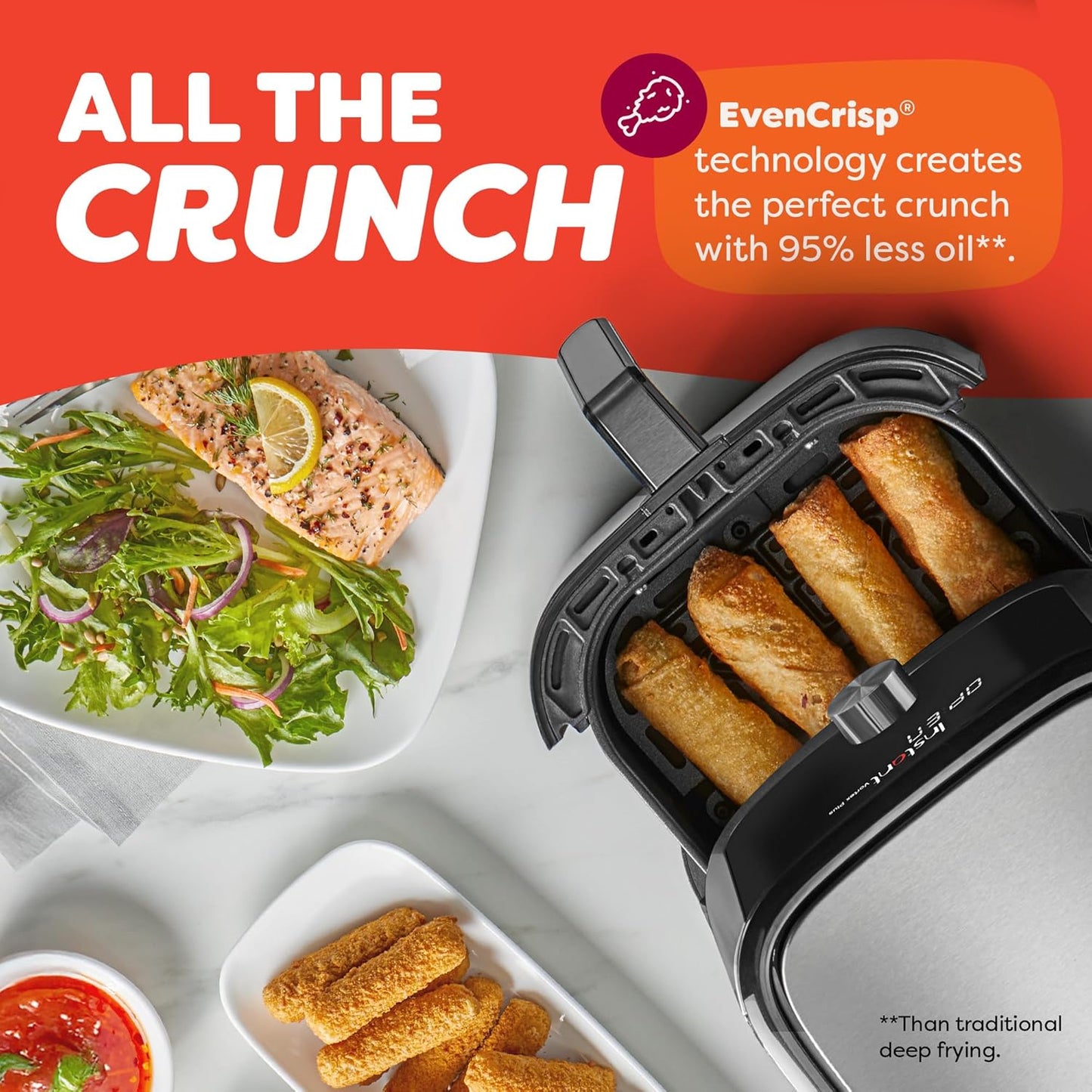 Vortex plus 4QT Air Fryer, Custom Program Options, 6-In-1 Functions Crisps, Broils, Roasts, Dehydrates, Bakes, Reheats, 100+ In-App Recipes, from the Makers of , Stainless Steel