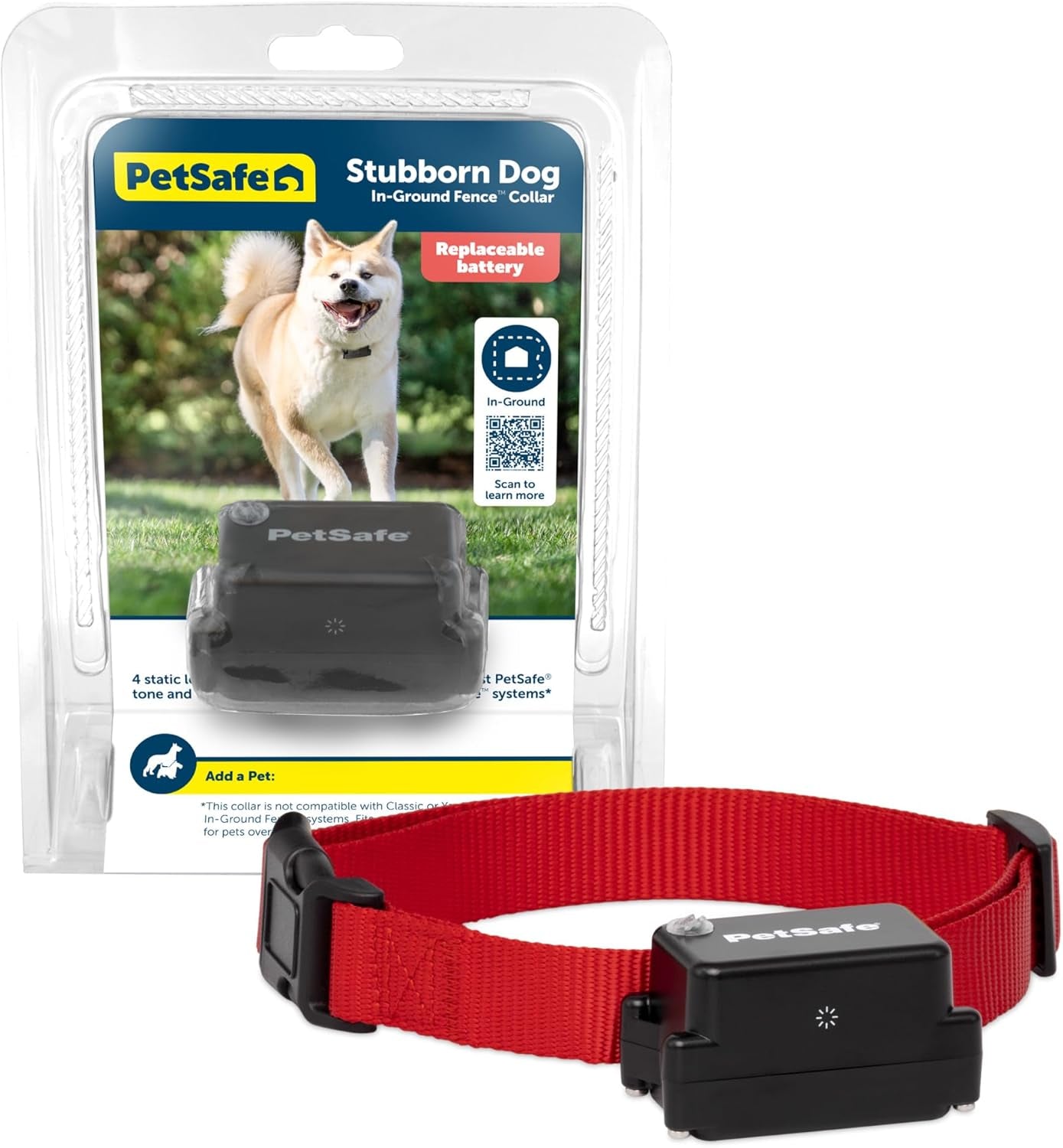 Stubborn Dog In-Ground Fence Reciever Collar - Waterproof & Battery-Operated Adjustable Invisible Boundary Training Collar - for Dogs Older than 6 Months Weighing 8Lb+