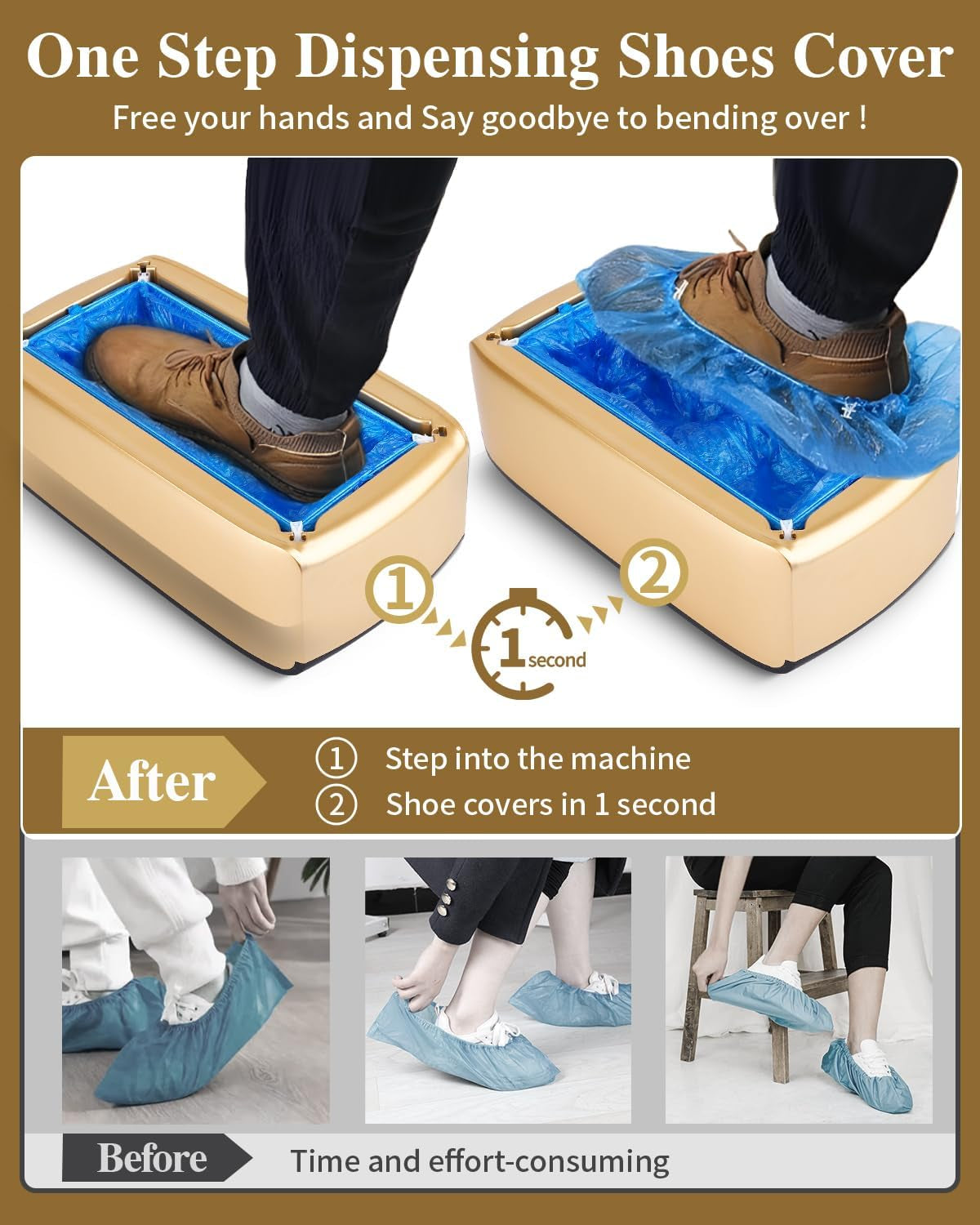 2025 Upgraded Automatic Shoe Cover Dispenser Machine with 200 Disposable Covers, Fits Most Shoe Sizes, Ideal for Home, Office, Hospital, Factory, and Laboratory Use