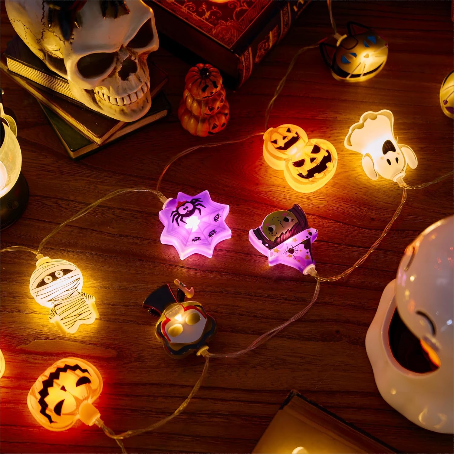 Halloween String Lights Decorations, 9.8FT 20 LED Halloween Fairy Lights, Battery Operated (Not Included) with Timer Function and 8 Flashing Modes, Cute Booday Lights 2025 Home Indoor Decor