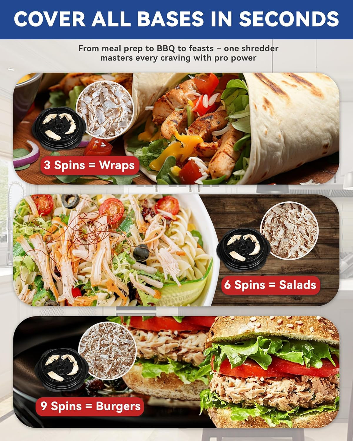 Chicken Shredder Tool Twist for Kitchen, Manual Chicken Breast Grinder Machine for Ground Food, Meat & Vegetables (Elegant Black)