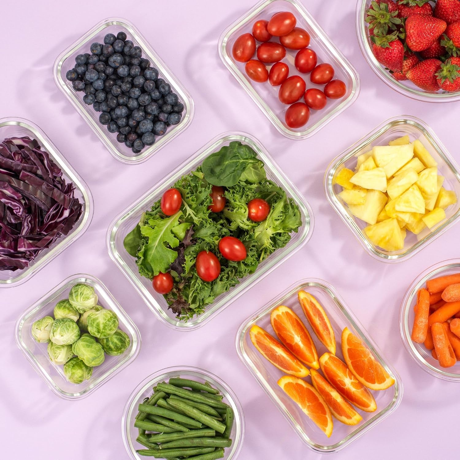 24Pc Borosilicate Glass Storage Containers with Lids | 12 Airtight/Freezer Safe Food Storage Containers for Pantry and Kitchen | Meal Prep Container for Lunch | Glass Tupperware Set