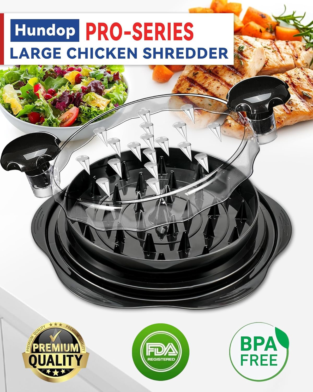 Chicken Shredder Tool Twist for Kitchen, Manual Chicken Breast Grinder Machine for Ground Food, Meat & Vegetables (Elegant Black)