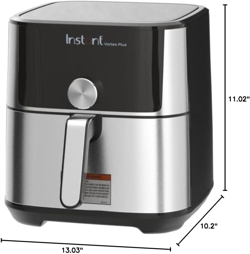 Vortex plus 4QT Air Fryer, Custom Program Options, 6-In-1 Functions Crisps, Broils, Roasts, Dehydrates, Bakes, Reheats, 100+ In-App Recipes, from the Makers of , Stainless Steel