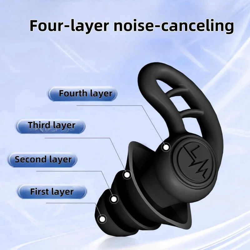 4 Layer Motorcycle Riding anti Noise Silicone Earplugs Waterproof Swimming Earplugs for Sleeping Diving Surf Soft Ear Protector