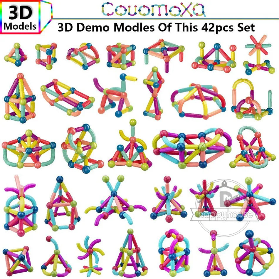 Magnetic Constructor Blocks Set Toys for Kids Magnet Stick Rod Building Blocks Montessori Educational Toys for Children Boy Girl