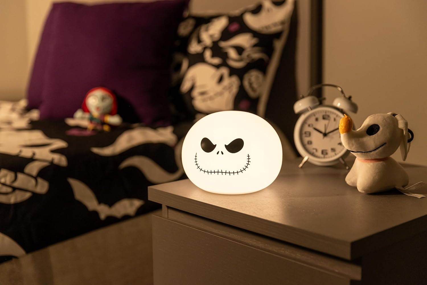 Jack Skellington Squishy Light - Color-Changing Night Light for Kids & Adults, Usb/Battery Operated Dimmable Lamp, Halloween & Christmas, Perfect for Bedroom, Playroom, Living Room (82503)