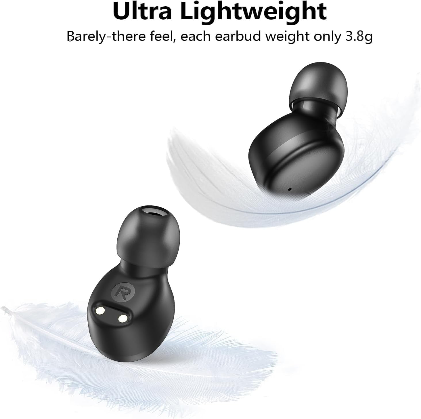 Wireless Earbuds Bluetooth 5.3 In-Ear Headphones with Deep Bass, Lightweight Design, Built-in Mic for Clear Calls, Sport and Workout Earphones