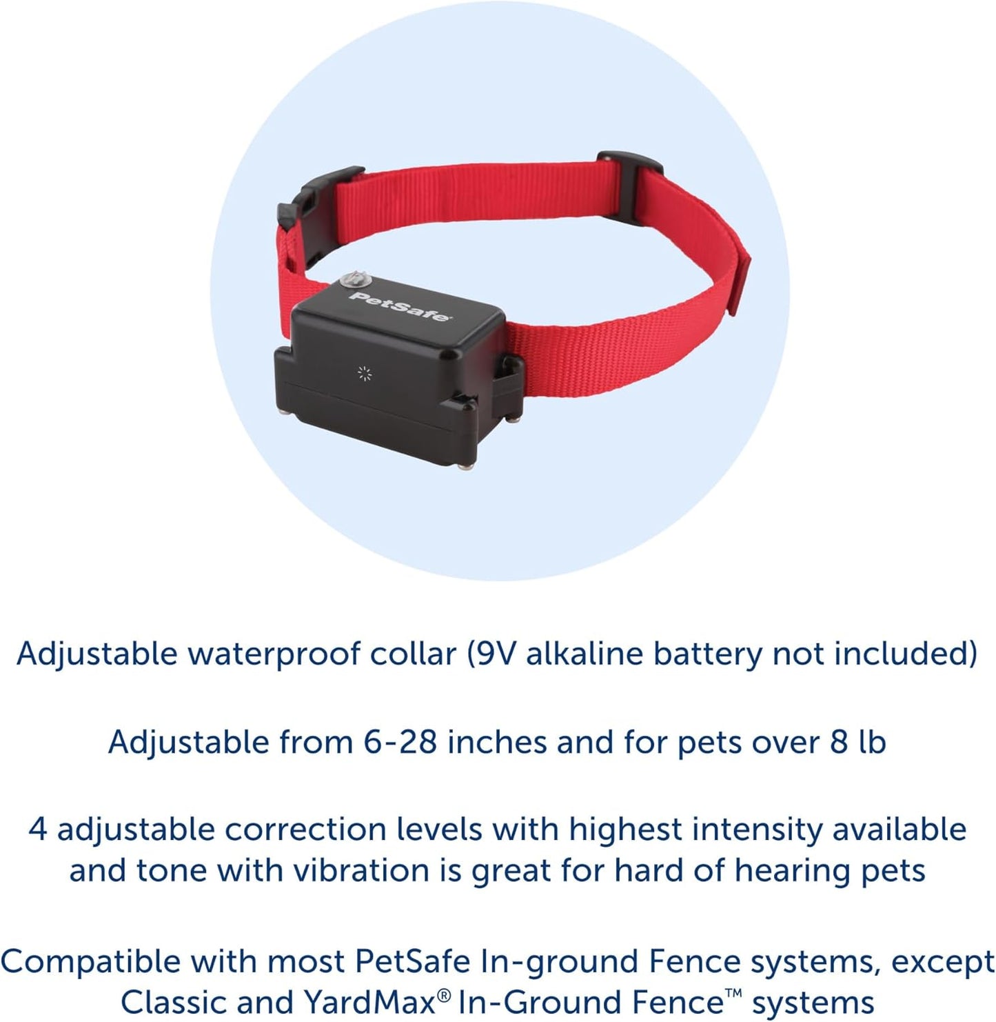 Stubborn Dog In-Ground Fence Reciever Collar - Waterproof & Battery-Operated Adjustable Invisible Boundary Training Collar - for Dogs Older than 6 Months Weighing 8Lb+